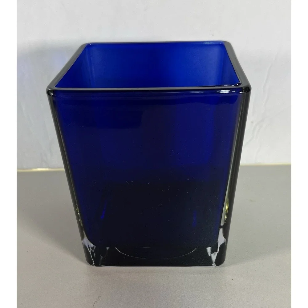 NFL Teleflora Buffalo Bills Blue Square Cased Glass Vase Planter Made‎ in Poland